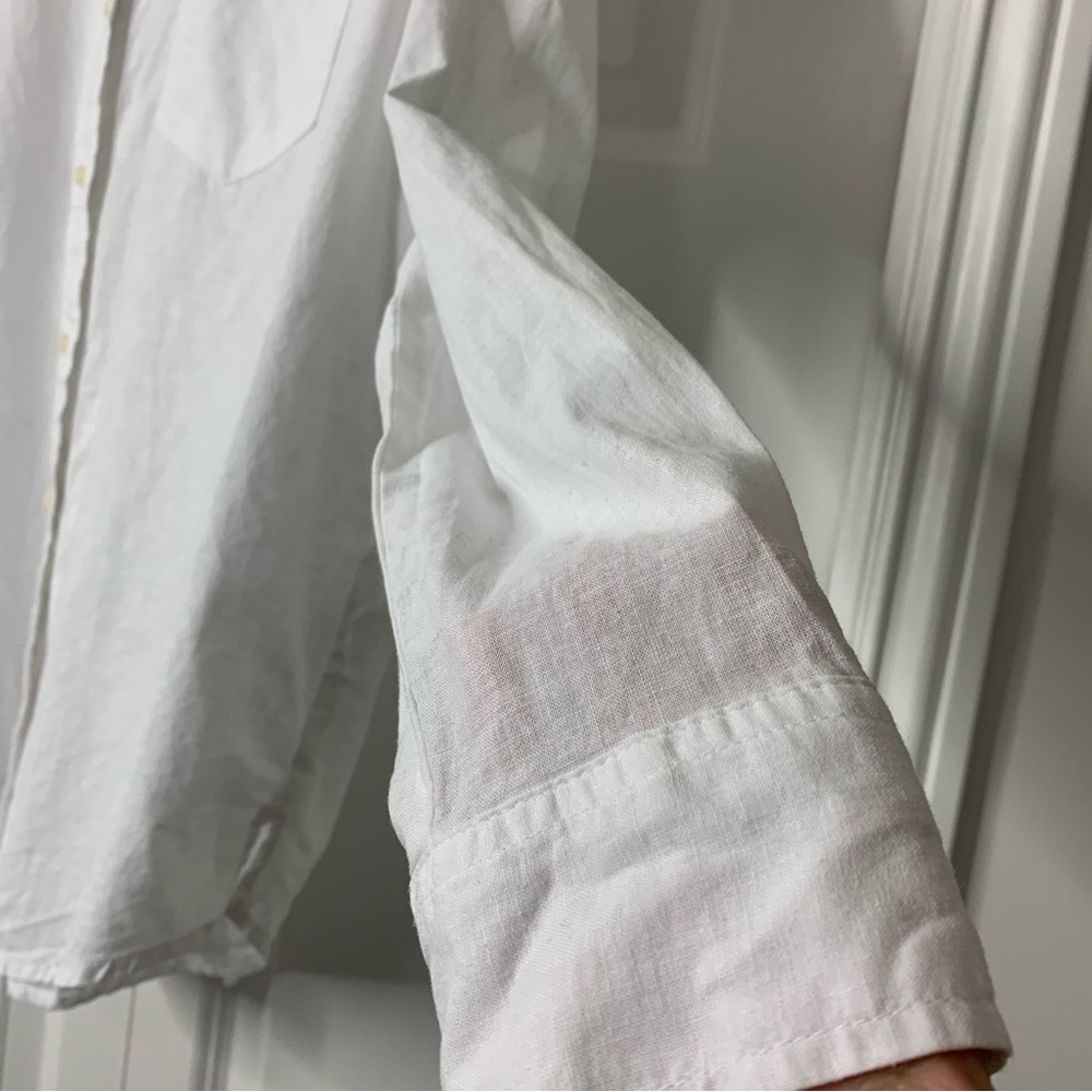 GAP The Easy Fit White Linen Blend Women’s Button-Down Shirt Size S - Picture 2 of 13